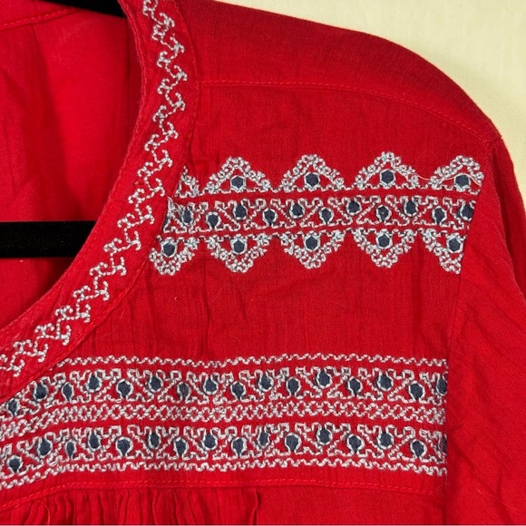 Liz Claiborne Red Tie Front Blouse with Embroidery Women’s Size 2X - Picture 5 of 6